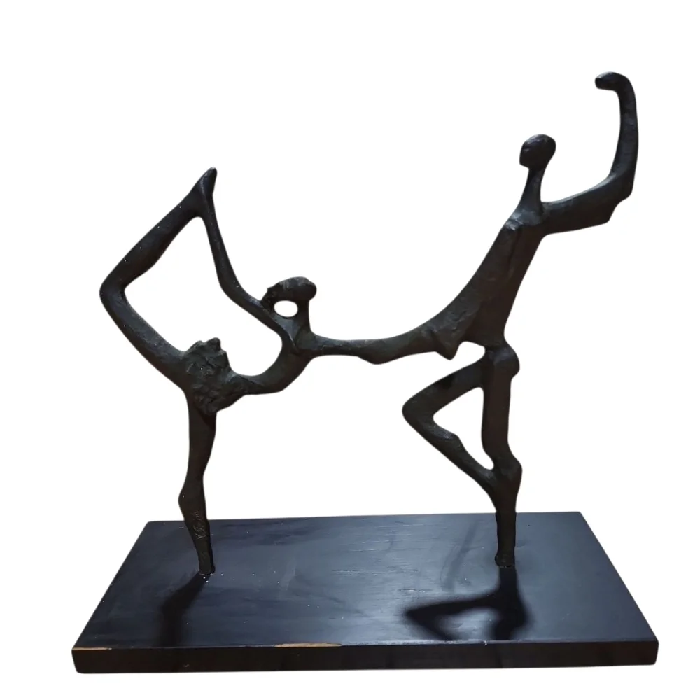 Bronze Midcentury Sculpture Ballet Dancers, Wood base